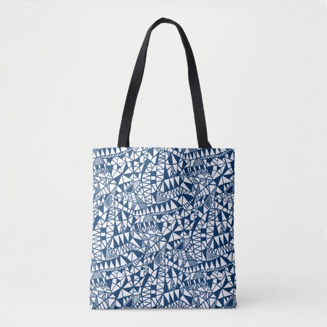 Bolsa Tote Padrão de Estrutura Louco 060423 - Indigo Estilo A (Frente)