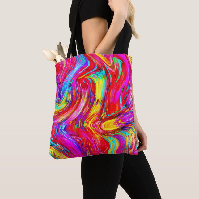 Bolsa Tote Padrão de explosão de cor abstrato (Close Up)