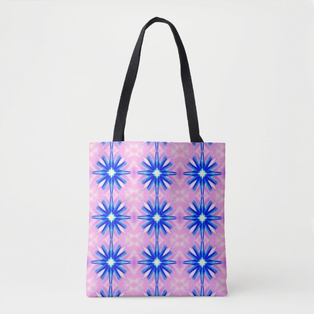 Bolsa Tote padrão de explosão de dandelion azul (Frente)