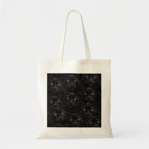 Bolsa Tote Padrão de Faces da Pantera Negra com Olhos Dourado