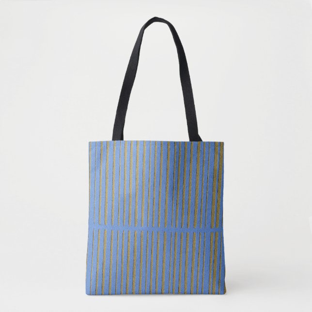 Bolsa Tote Padrão de faixa azul e verde (Frente)