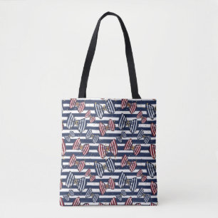 Bolsa Tote Padrão de Faixa de Fita Patriótica