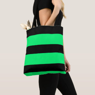 Bolsa Tote Padrão de faixas verdes