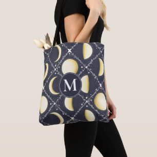 Bolsa Tote Padrão de Fases da Lua Celestial