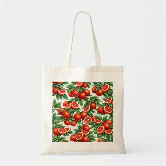 Bolsa Tote Padrão de Fatia de Laranja Vermelha (Frente)