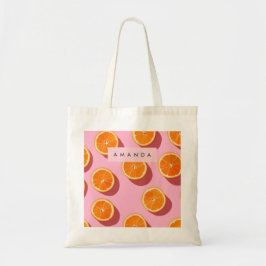 Bolsa Tote Padrão de Fatia Laranja Personalizada do Monograma