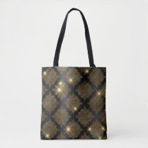 Padrão de Filigrana Glamour Brilho Preto e Dourado