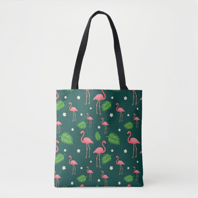Bolsa Tote Padrão de Flamingo Tropical (Frente)