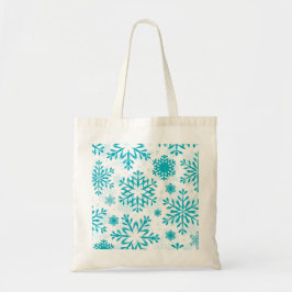 Bolsa Tote Padrão de Floco de Neve Azul