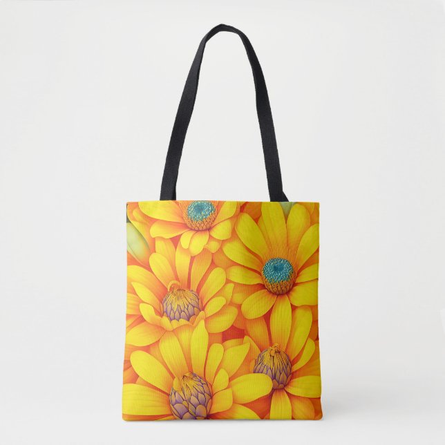 Bolsa Tote Padrão de flor amarela (Frente)