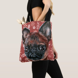 Bolsa Tote Padrão de Flor Cachorro de Griffon em Bruxelas