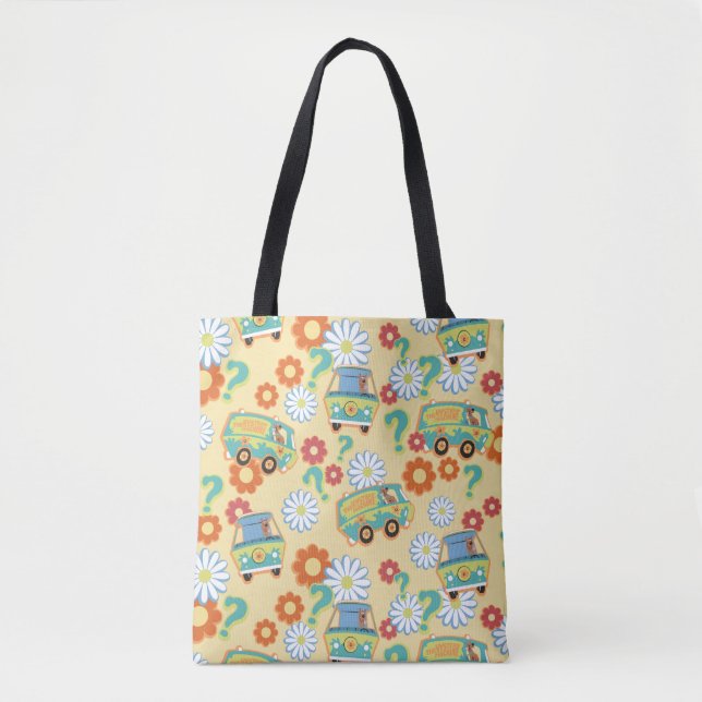 Bolsa Tote Padrão de Flor da Máquina Misteriosa Scooby-Doo (Frente)