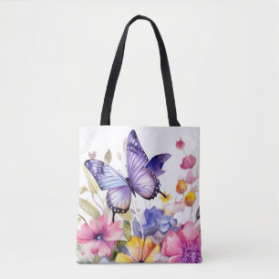 Bolsa Tote Padrão de flor de borboleta