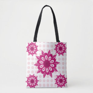 Bolsa Tote Padrão de Flor de Caleidoscópio Abstrato Colorido