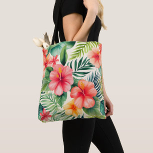 Bolsa Tote Padrão de Flor de hibisco tropical
