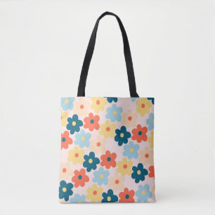 Bolsa Tote Padrão de Flor de Hippie Colorida
