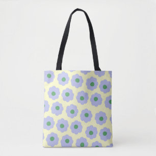 Bolsa Tote Padrão de Flor de Hippie Verde Azul de Pré-Disquet