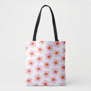 Bolsa Tote Padrão de Flor de Hippie Vermelho Pink