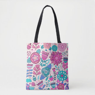 Bolsa Tote Padrão de flor de vindima. Textura botânica sem co