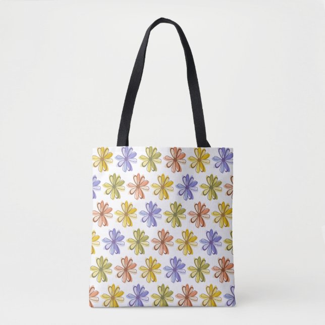 Bolsa Tote Padrão de Flor Elegante (Frente)