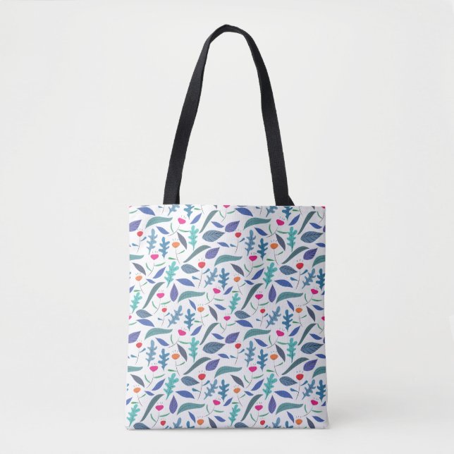 Bolsa Tote Padrão De Flor Encantado À Mão (Frente)