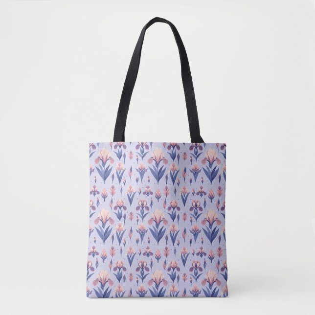 Bolsa Tote Padrão de Flor Iris (Frente)