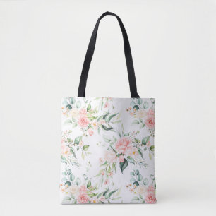 Bolsa Tote Padrão de Flor Rosa Rosa Cor-de-Rosa Mole