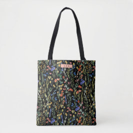 Bolsa Tote Padrão de flor selvagem na moda Watercolor