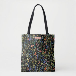 Bolsa Tote Padrão de flor selvagem na moda Watercolor