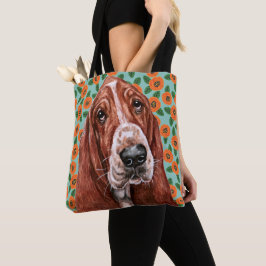 Bolsa Tote Padrão de Flor Vermelho Picante Vermelho com Cesto