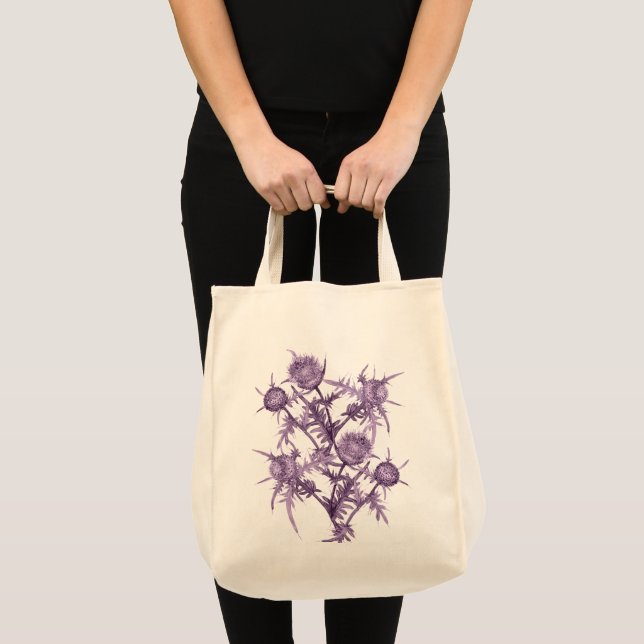 Bolsa Tote padrão de flor violeta (Frente (produto))