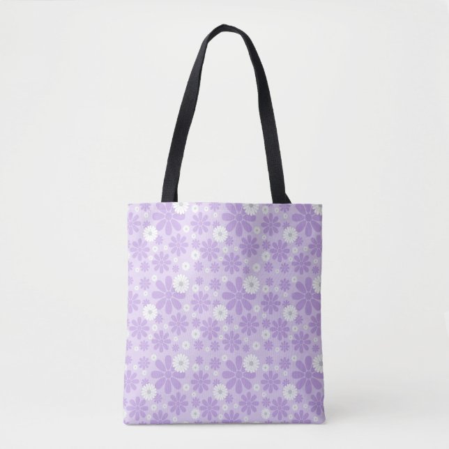 Bolsa Tote Padrão de Florais Pastel LAVANDA (Frente)