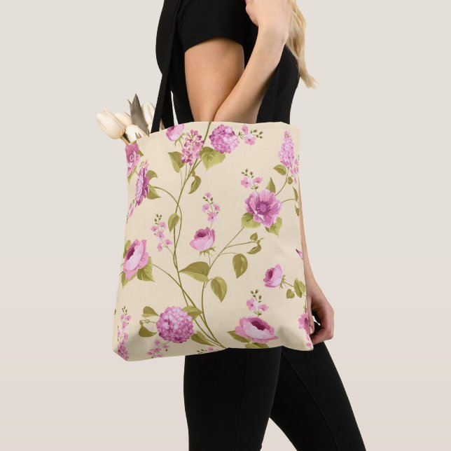 Bolsa Tote Padrão de Flores 16 (Close Up)