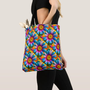 Bolsa Tote Padrão de Flores Coloridas Bonitas