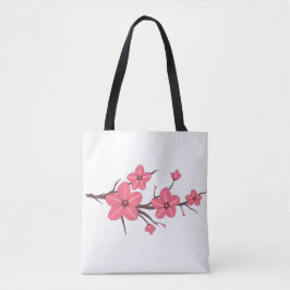 Bolsa Tote Padrão de flores cor-de-rosa cereja!