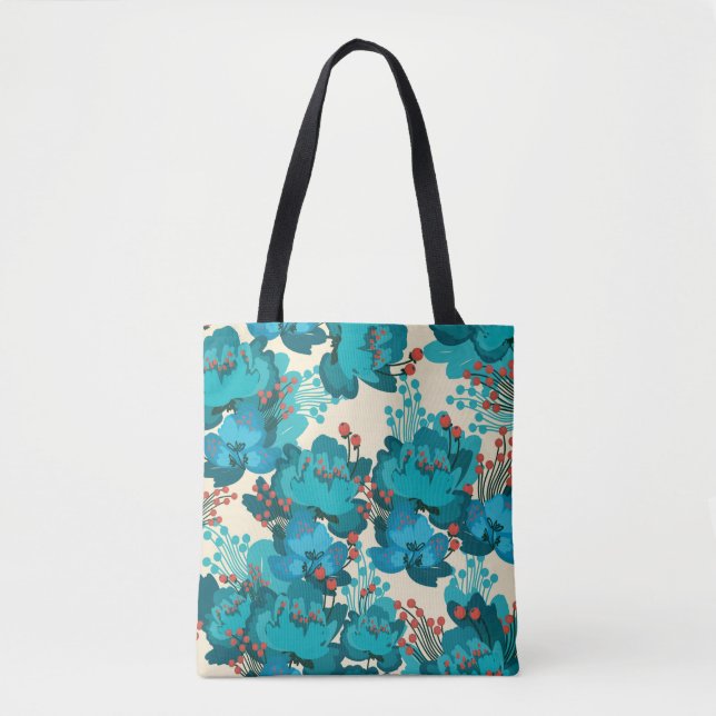 Bolsa Tote Padrão de flores da vindima (Frente)