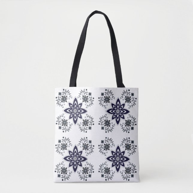 Bolsa Tote Padrão de flores da vindima (Frente)