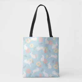 Bolsa Tote Padrão de Flores de Coelhos Frescos