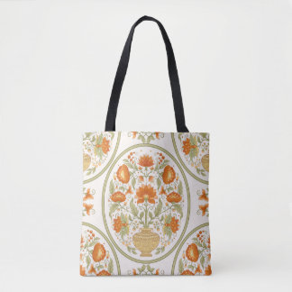 Bolsa Tote Padrão de Flores de Fantasia com Motivo Mogol