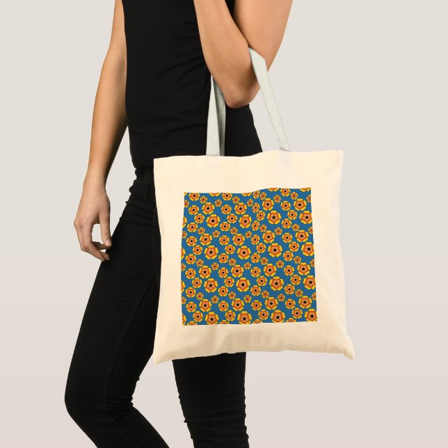 Bolsa Tote Padrão de Flores de Laranja Amarelo (Frente (produto))