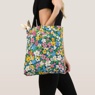 Bolsa Tote Padrão de Flores de Pequenas Molas