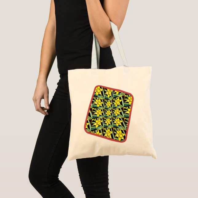 Bolsa Tote Padrão de Flores de Valor Amarelo (Frente (produto))