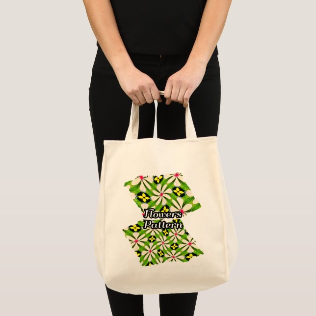 Bolsa Tote Padrão de Flores Estéticas (Frente (produto))