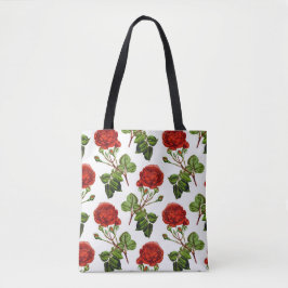 Bolsa Tote Padrão de Flores Florais de Rosas vermelhas Elegan