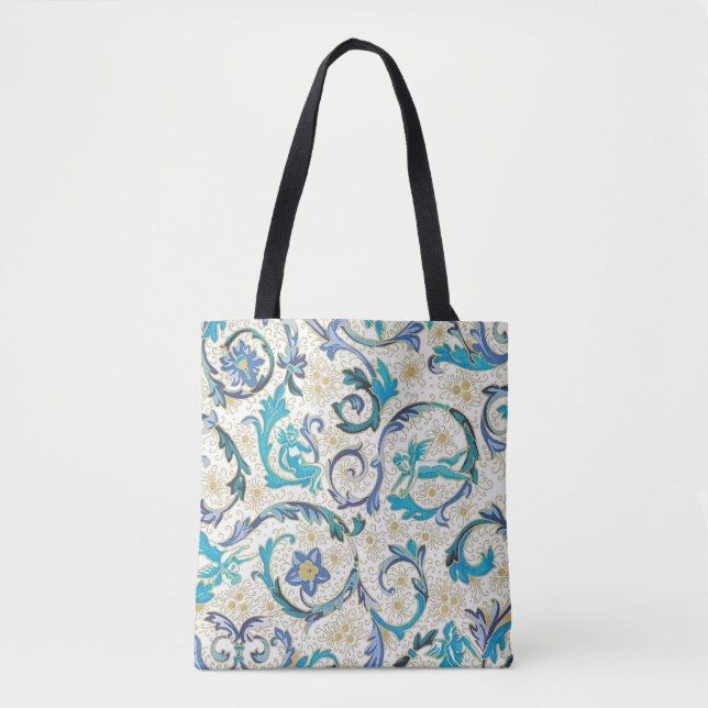 Bolsa Tote Padrão de Flores Italianas Florentinas (Frente)