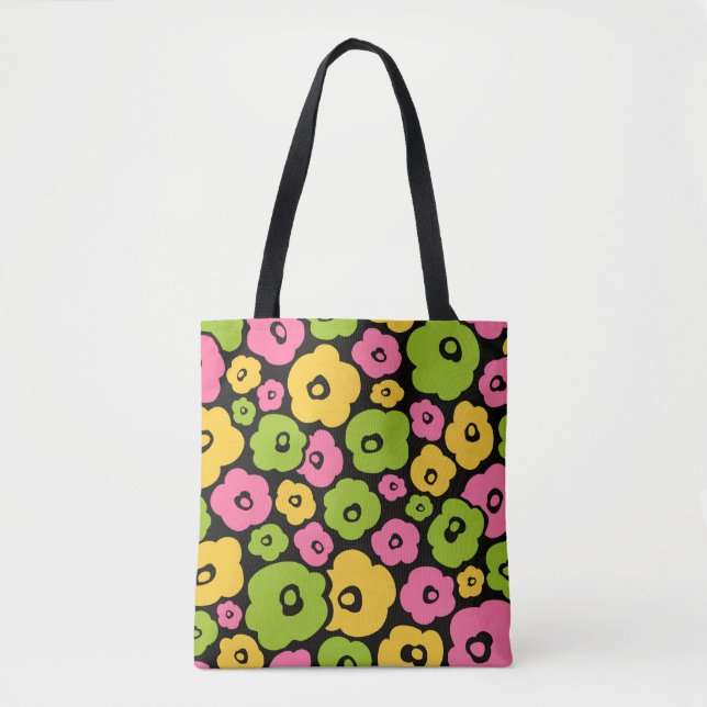 Bolsa Tote Padrão de Flores Selvagens (Frente)