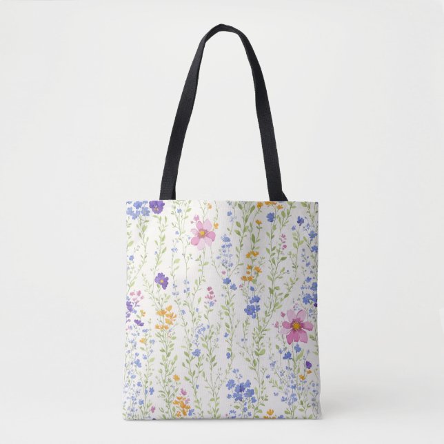 Bolsa Tote Padrão de flores silvestres (Frente)