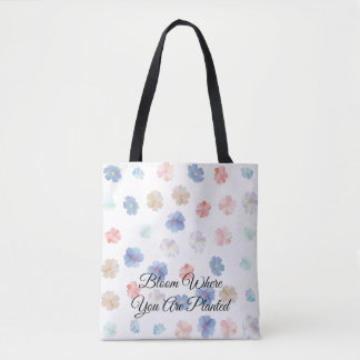 Bolsa Tote Padrão de Flores Silvestres em Pastel Suave