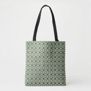Bolsa Tote Padrão de Flores Verdes Abstratas