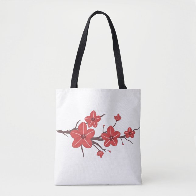 Bolsa Tote Padrão de flores vermelhas cereja! (Frente)